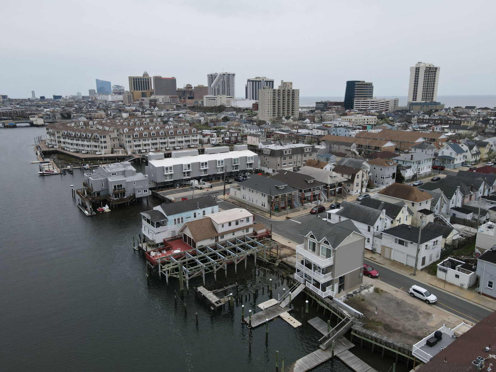 Drone footage of Atlantic City's Inside Thorofare